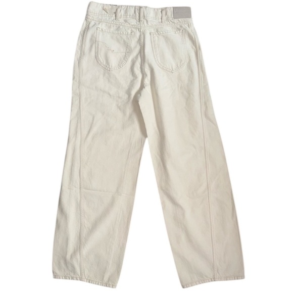 FREE PEOPLE WE THE FREE ASTER SEAMED RELAXED STRAIGHT LEG CREAM JEANS NWT - Picture 11 of 16